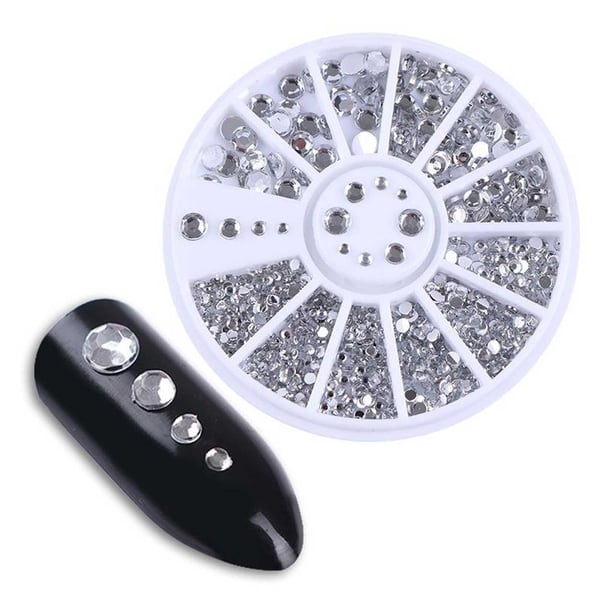 Nageldekor Rhinestone 4-storlekar Kristaller – Silver Clear