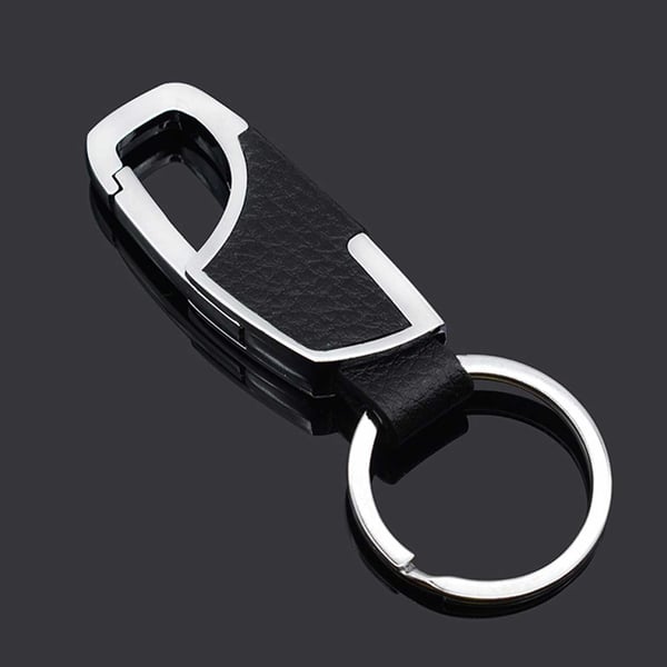 Nyckelring Metall PU Läder Skinn Svart Silver