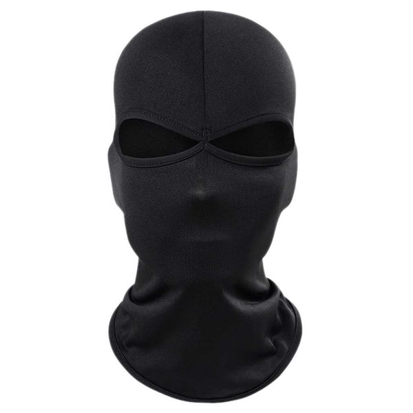 Ohut musta balaclava -hiihtomaski ryöstö hattu 2 reikää