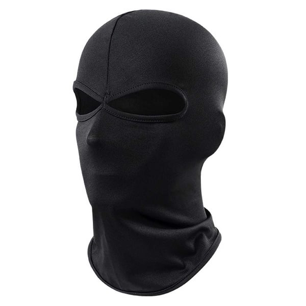 Ohut musta balaclava -hiihtomaski ryöstö hattu 2 reikää