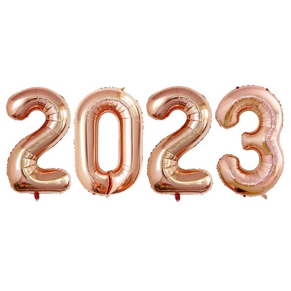 2023 Sifferballonger Roséguld för Nyår 102cm STORA