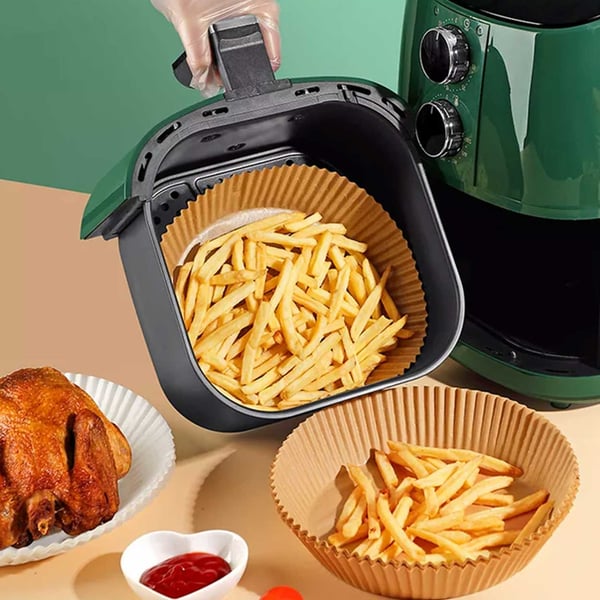 Air Fryer Paper 100 -Pack -20 cm engangspapir til luftfrøbrun