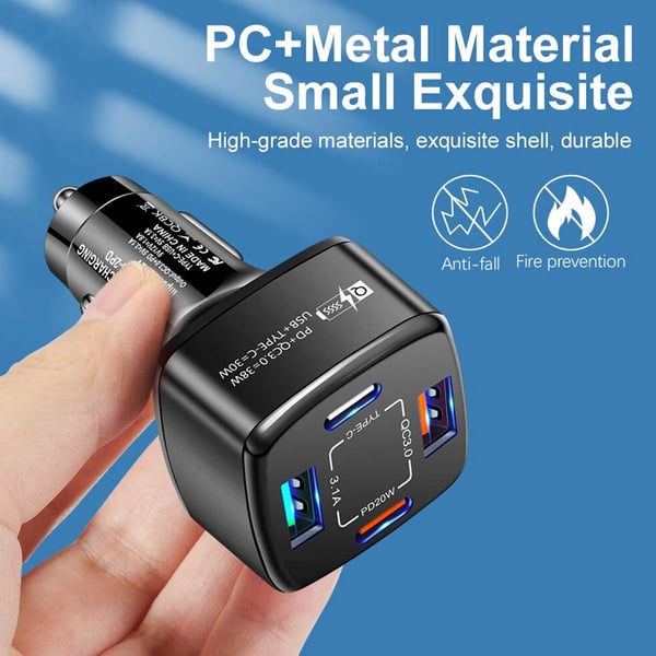 Billader 4 USB SuperSnab 38W PD Quick Charge 3.0