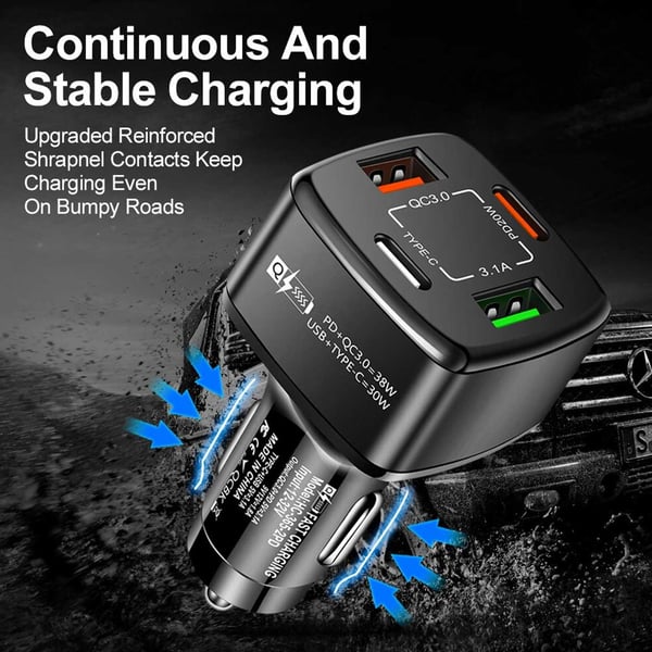 Billader 4 USB SuperSnab 38W PD Quick Charge 3.0