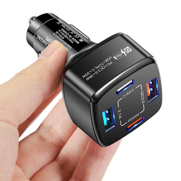 Billader 4 USB SuperSnab 38W PD Quick Charge 3.0