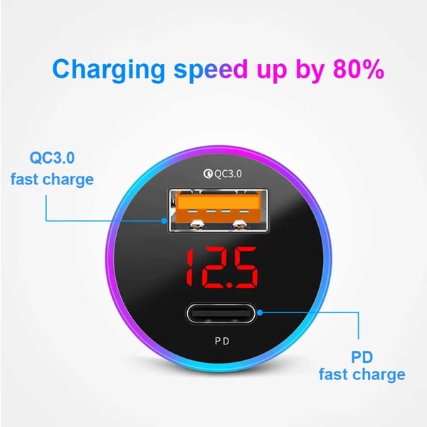 Billader USB-C 6A 36W strømlevering Quick Charge 3.0