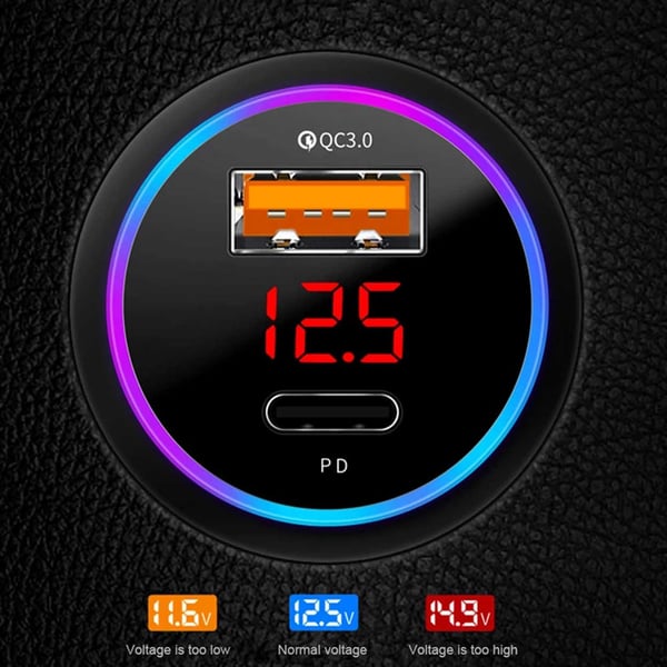 Billader USB-C 6A 36W strømlevering Quick Charge 3.0