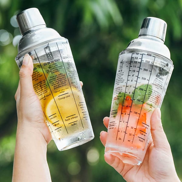 Cocktailshaker juomareseptin 400 ml: n ravistelijalasi ruostumattomasta teräksestä