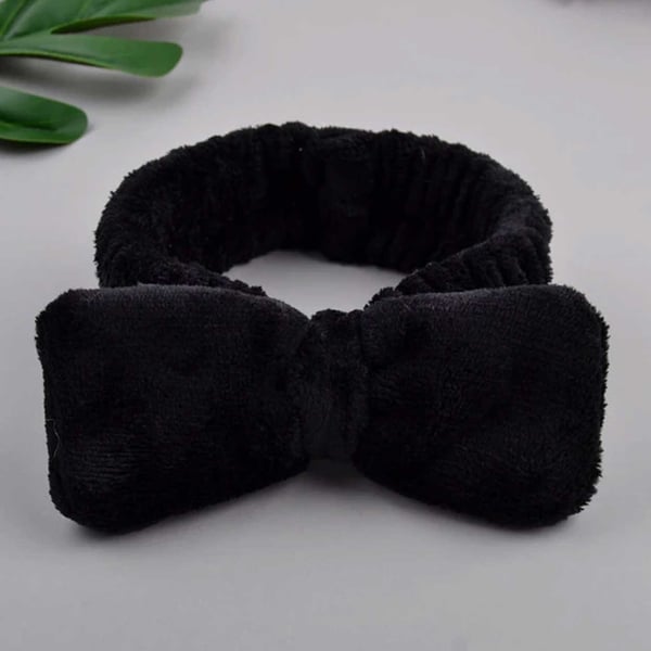Make Up Band med Bow Soft Hair Band for ansiktsvask Facial Wire Tape Black
