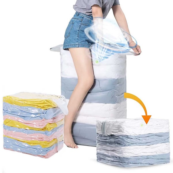 Vakuumpåse för Kläder, Kuddar, Täcken – Ingen Pump Krävs – Välj Storlek | – 100x80x32cm, Transparent, Megabilligt