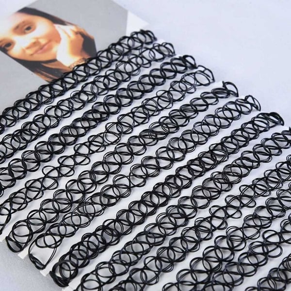 12-pack Svarta Choker Halsband Stretch Spets Lace