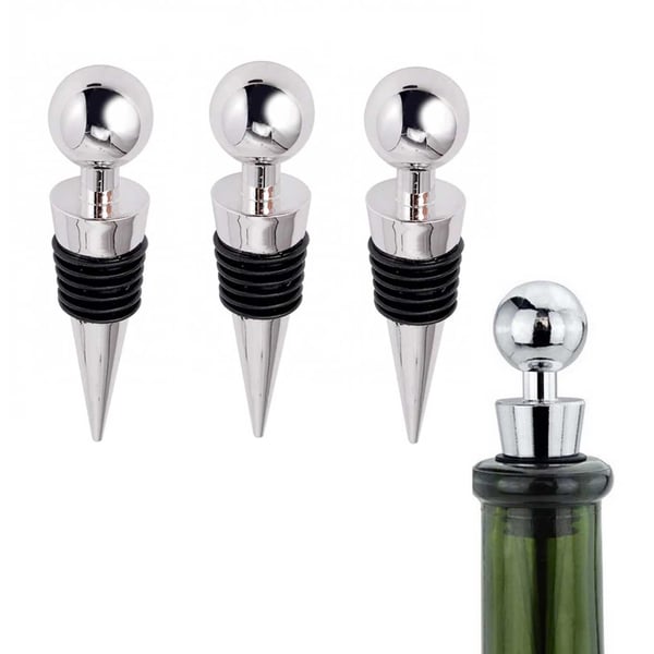 3-Pack Vinkork i Metall – Vinpropp Vinförslutare Silver