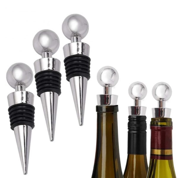 3-Pack Vinkork i Metall – Vinpropp Vinförslutare Silver