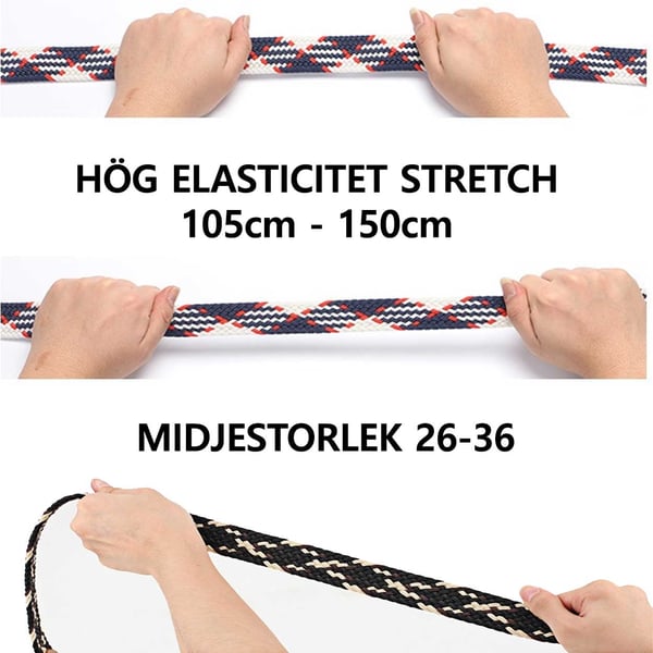 Belt med strekk - Elastisk lerretstoffskip W26 -W36 brun