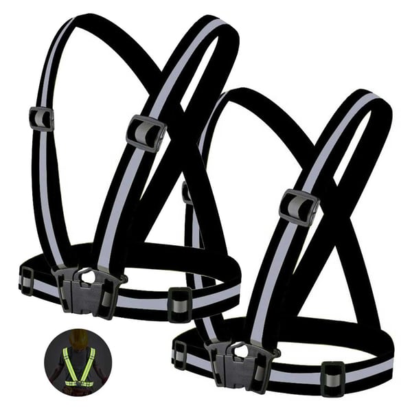 2-Pack Reflexväst Reflexsele för Löpning och Cykling Svart 2-Pack Reflexväst Reflexsele för Löpning och Cykling Svart