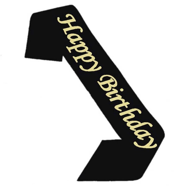 Happy Birthday Ordensband Banderoll Svart Guld