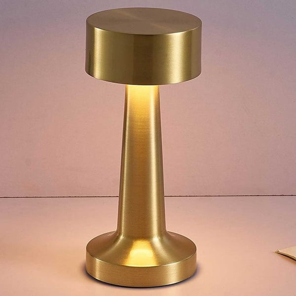 Retro oppladbar bordlampe med metalldimmer gull