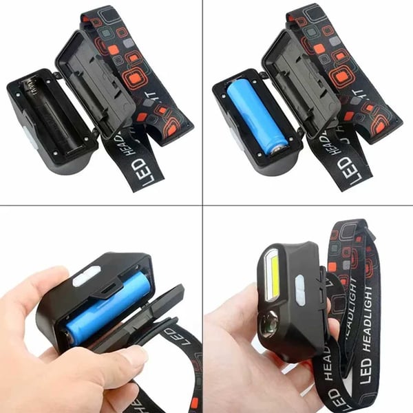Dobbel ledet hodelampe cob xpe løpende camping