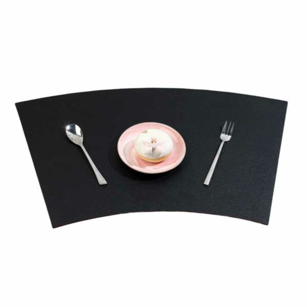4-Pack Bordstablett i Konstläder Båge Svart 43x30cm