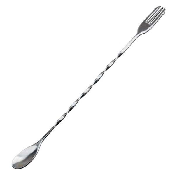 Cocktail skje med gaffel rustfri 32 cm
