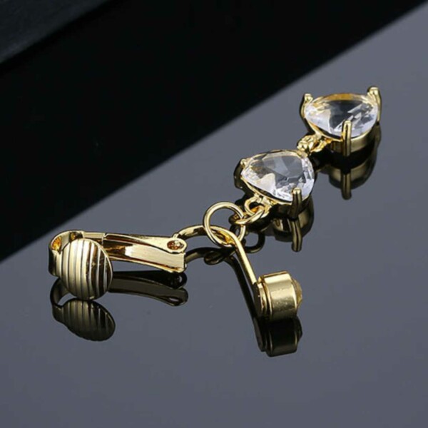 Fake Navelpiercing Clip-on Navelring Utan Hål Hjärta Kristall Guld