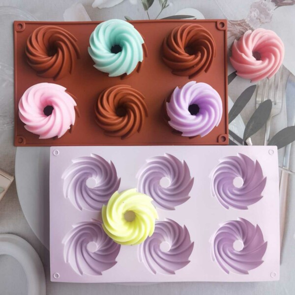 Silikon Ljusform Stearinljus DIY 6st Spiraler Donuts