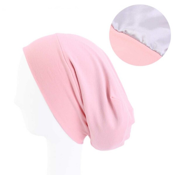 Sovmössa med Satin Insida – Satin Bonnet – Sleep Cap One Size Rosa