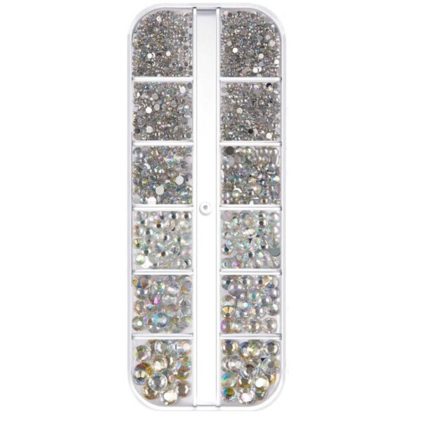 Rhinestone Nageldekorationer Kristall – Olika Storlekar i Ask