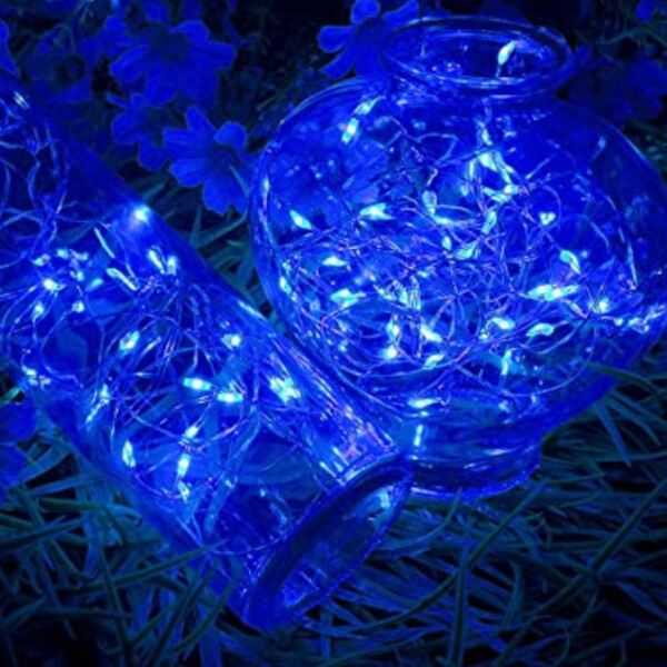 2-pack 1m Mini LED lyssløyfe Batteridrevet blå