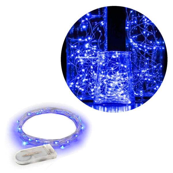 1m Mini LED Ljusslinga Batteridriven Blå