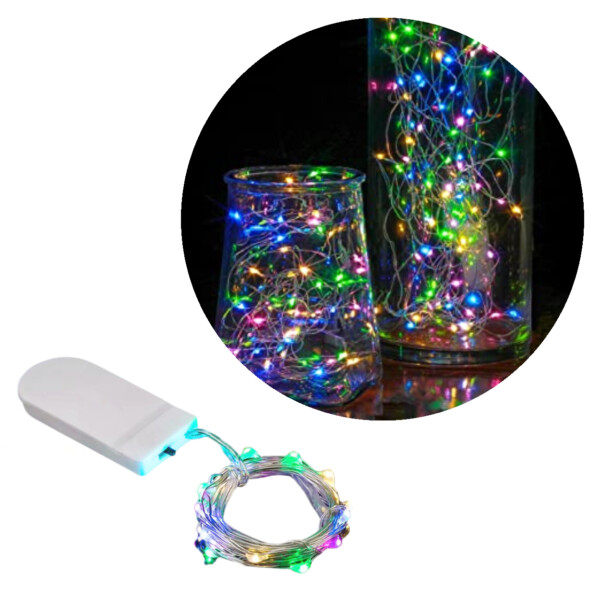 1 m mini LED lyssløyfebatteri -styrt flerfarget