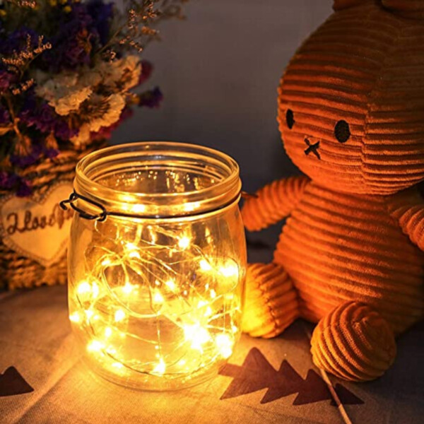 6-pack 1m mini LED lyssløyfe-batteridrevet gult