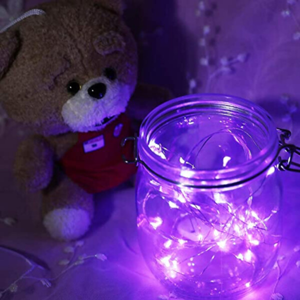 2-Pack 1m Mini LED Light Loop Battery-Powered Purple