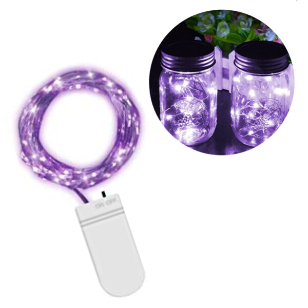 1m Mini LED Ljusslinga Batteridriven Lila
