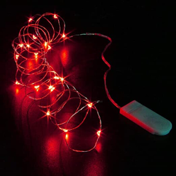 2-Pack 1m Mini LED Light Loop Battery-Powered Red Red