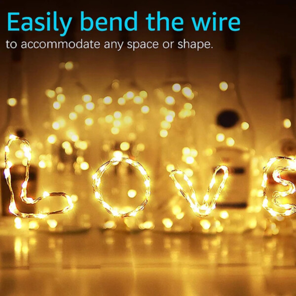 2-pack 1m Mini LED Light Loop Battery-Dowed Hot White