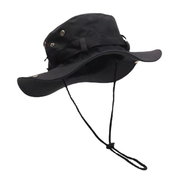 Hatt med streng boonie hat brim solhatt svart