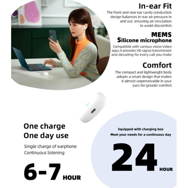 Helt trådløs Pro TWS Bluetooth-stereohodetelefoner USB-C rosa