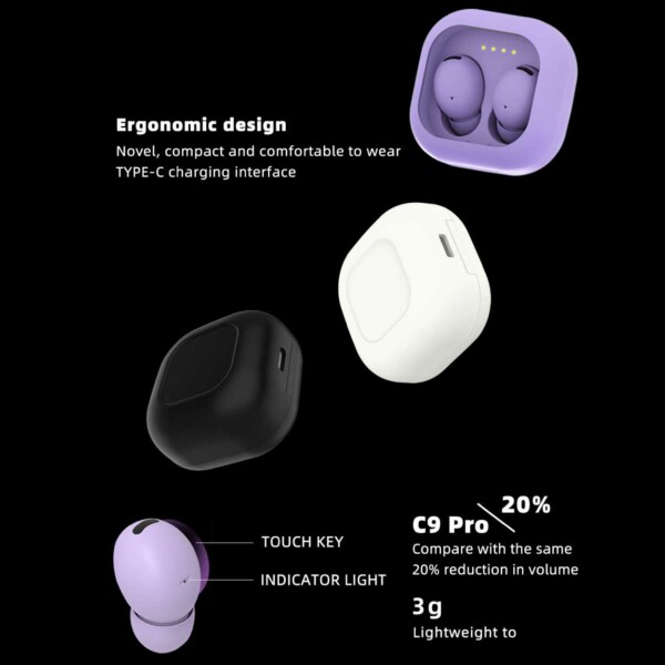 C9 Pro Wireless Bluetooth -hodetelefoner TWS 5.3 Svart