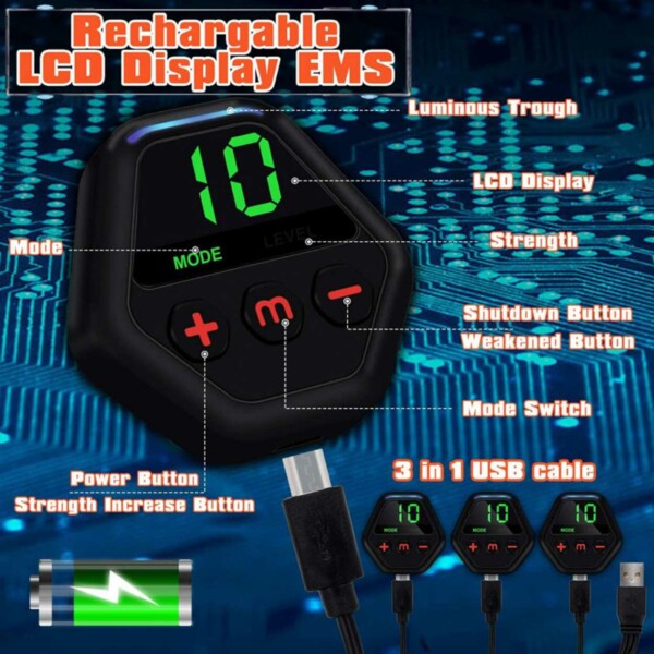 Uppladdningsbar EMS Magtränare Biceps Rumpa Muskelstimulator