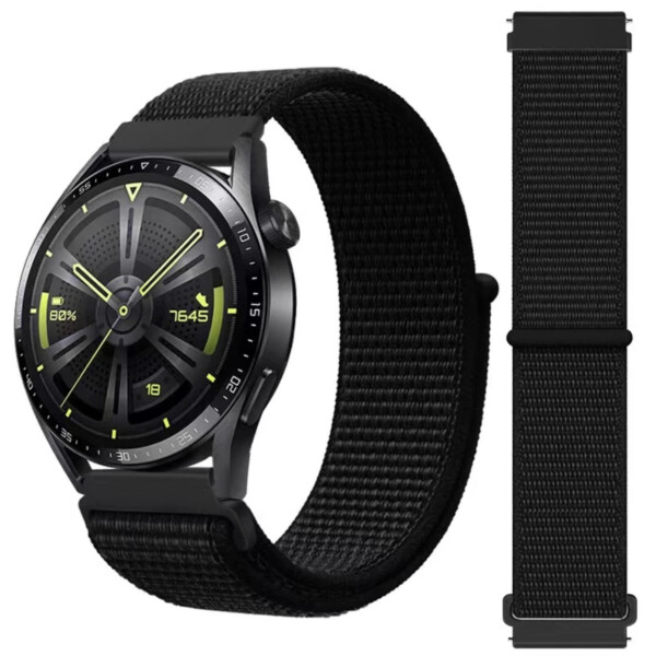Galaxy Watch 4/5 Armband 20mm Nylon Kardborre Svart