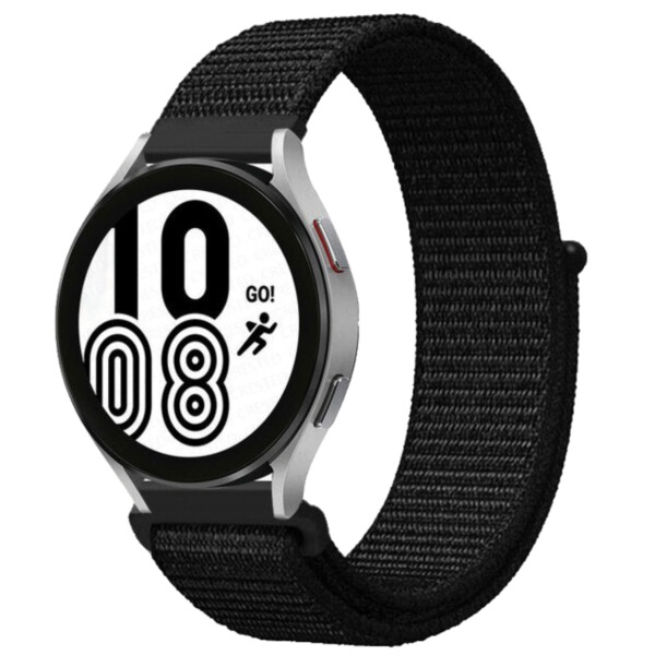 Galaxy Watch 4/5 Armband 20mm Nylon Kardborre Svart Sand