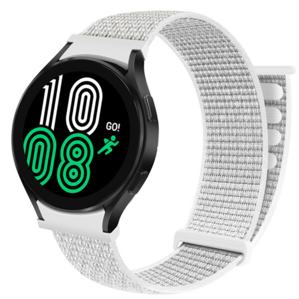 Galaxy Watch 4/5 Armband 20mm Nylon Kardborre Vit