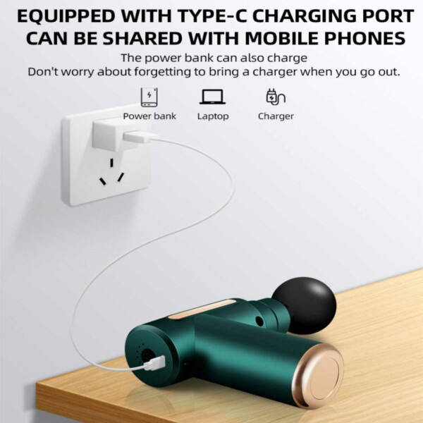 Mini massagepistol med USB-C Ultra Portable - 4 hoveder sort