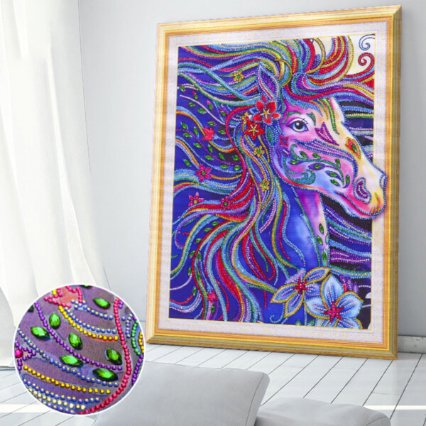 Stor Lyxig 5D Diamond Painting Diamantmålning Häst 47×57
