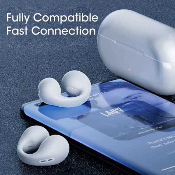 Clip On TWS Hörlurar Bluetooth 5.3 Träningshörlurar Vit