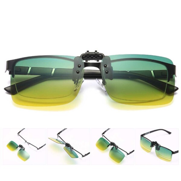 Clip-on solbriller dag/nat natvision glas 41x58mm