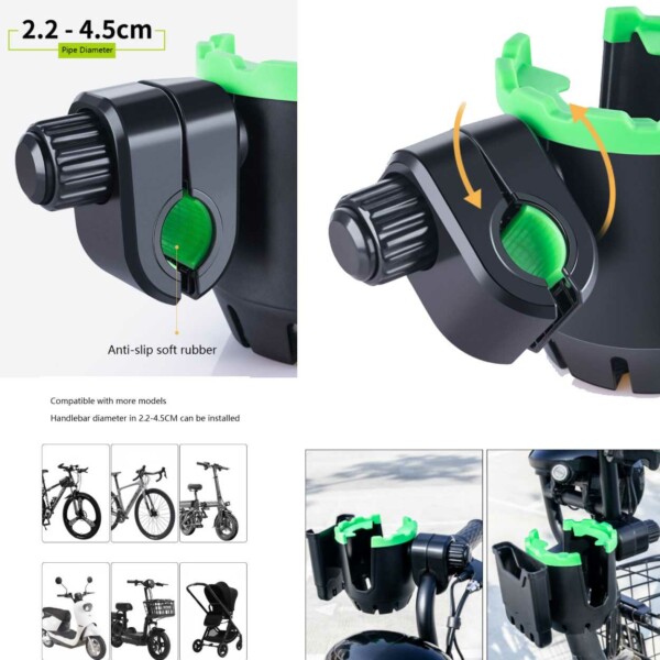 Bicykelmobilholder og flaskeholder - Mobil og flaske