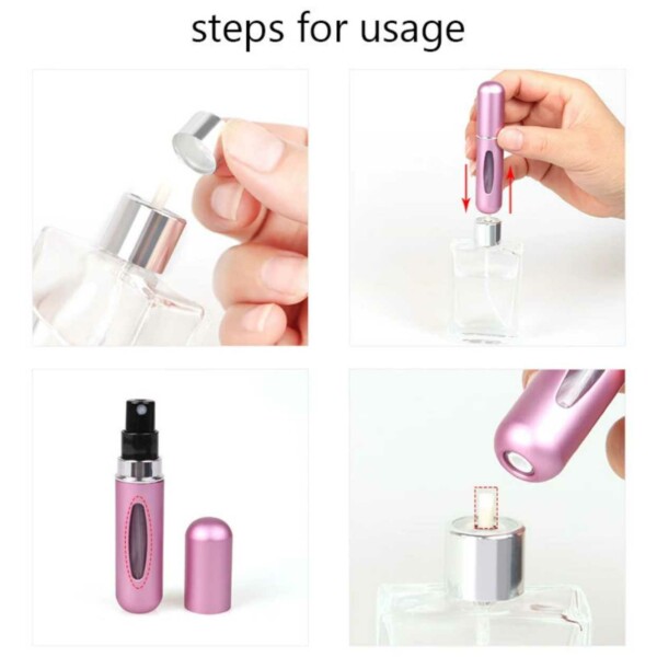 3 -pakke mini påfyllings parfymeflaske - påmeldte reisebeholdere 5 ml rosa