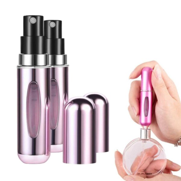 2-Pack Mini Refill Parfymflaska – Påfyllningsbar Resebehållare 5ml Rosa